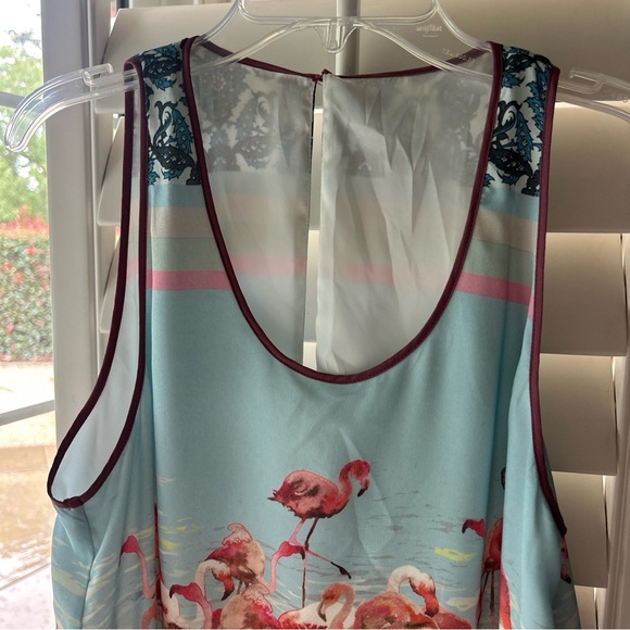 Anthropologie Dream Daily Flamingo Shift Dress Sz M Resortwear Beach Colorful - Picture 3 of 10